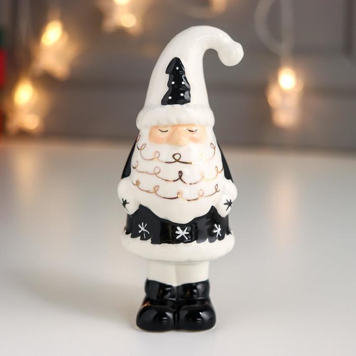 Сувенир керамика "Дед Мороз кудрявая борода, чёрный кафтан колпак с ёлочкой" 13,9х5,4х5,6 см 65326 - фото 1 - id-p218179180