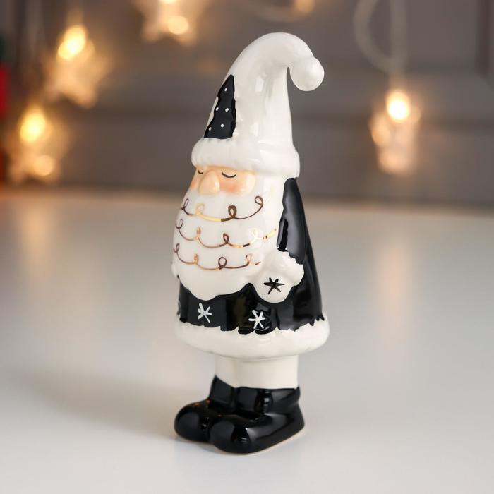 Сувенир керамика "Дед Мороз кудрявая борода, чёрный кафтан колпак с ёлочкой" 13,9х5,4х5,6 см 65326 - фото 2 - id-p218179180