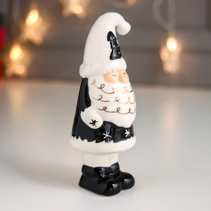 Сувенир керамика "Дед Мороз кудрявая борода, чёрный кафтан колпак с ёлочкой" 13,9х5,4х5,6 см 65326 - фото 3 - id-p218179180