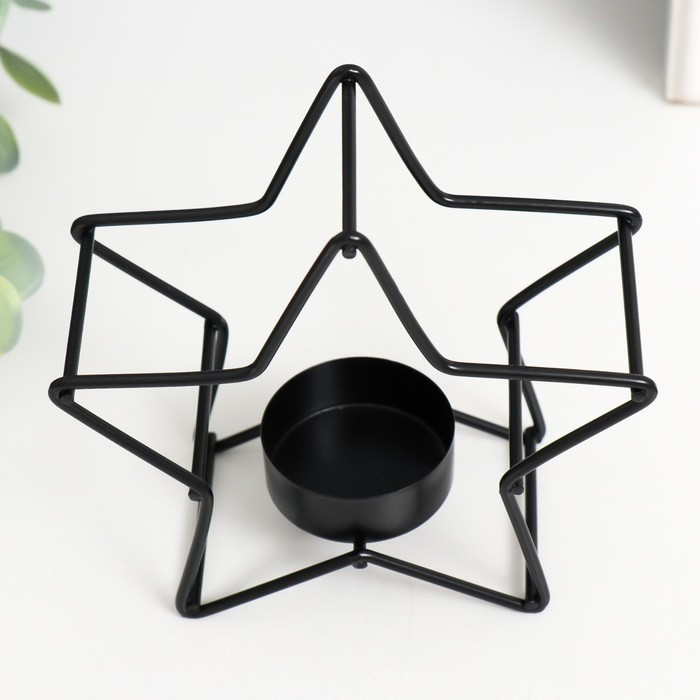 Подсвечник металл на 1 свечу "Звезда" d-3,8 см чёрный 12х5х11,8 см - фото 4 - id-p218179184