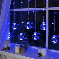 Гирлянда «Бахрома» 2.4 × 0.7 м с насадками «Шарики», IP20, прозрачная нить, 108 LED, свечение синее, 8