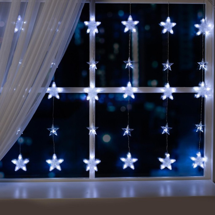 Гирлянда «Бахрома» 2.4 × 0.9 м с насадками «Звёздочки», IP20, прозрачная нить, 186 LED, свечение белое, 8 - фото 1 - id-p218177315