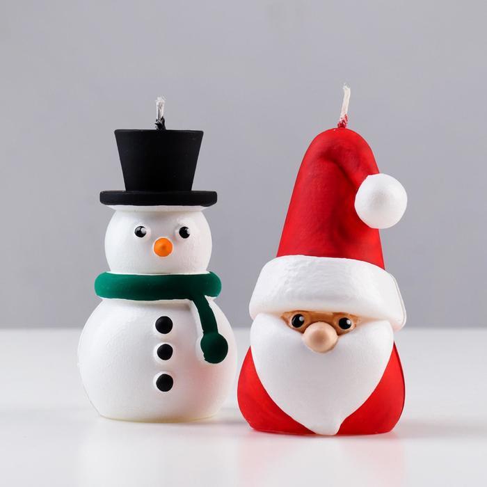 Набор декоративных свечей в коробке "Санта и Снеговик", 2 штуки, 13,5х12х6,3 см - фото 10 - id-p218179274