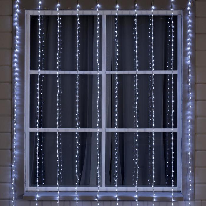 Гирлянда «Водопад» 2 × 3 м, IP44, УМС, прозрачная нить, 800 LED, свечение белое, 8 режимов, 220 В - фото 1 - id-p218177382