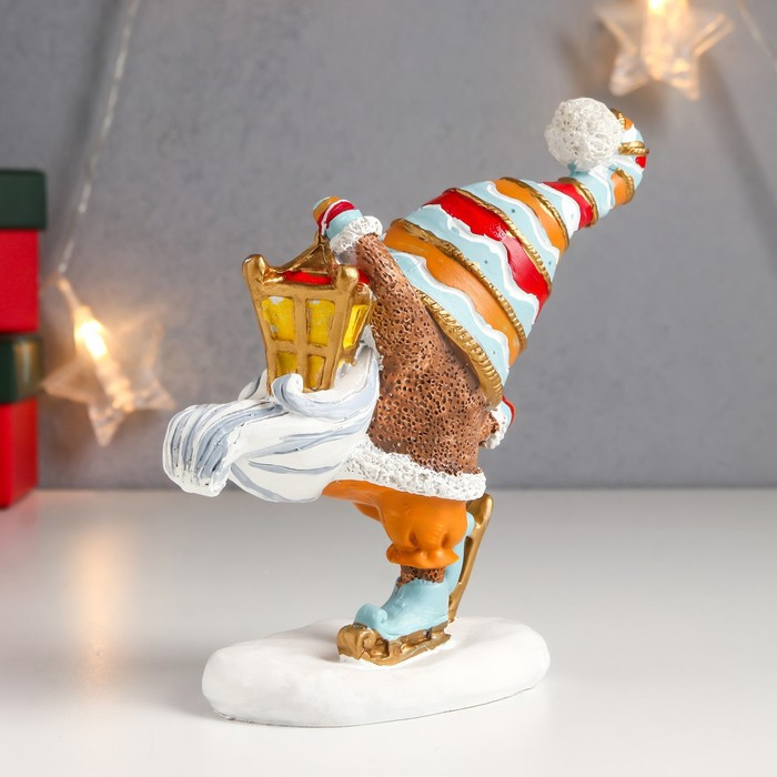 Сувенир полистоун "Дедушка Мороз на мини-лыжах с фонариком" 13,5х5,5х11,5 см - фото 5 - id-p218179329