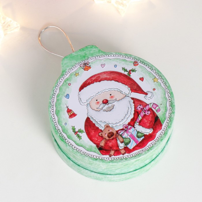 Шкатулка металл шар "Дед Мороз с подарком" 4х11х12 см - фото 3 - id-p218179333