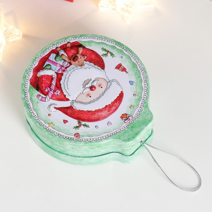 Шкатулка металл шар "Дед Мороз с подарком" 4х11х12 см - фото 4 - id-p218179333