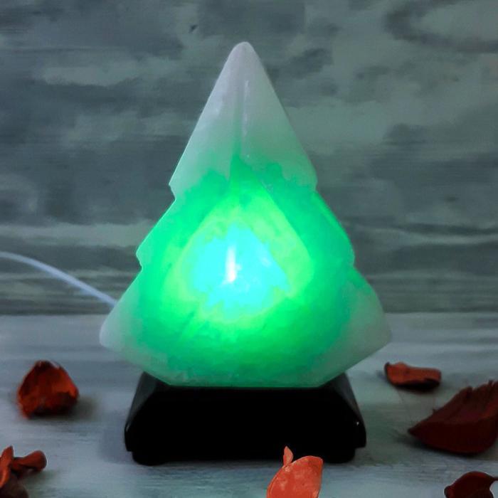 Соляной светильник "Елка" LED (диод цветной) USB белая соль 10х7х13 см - фото 7 - id-p218181978