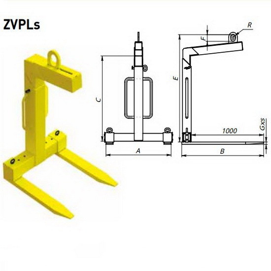 Захват вилочный для грузов на паллетах ZVPLs 1,0, г/п 1000 кг, РОМЕК - фото 2 - id-p218185205