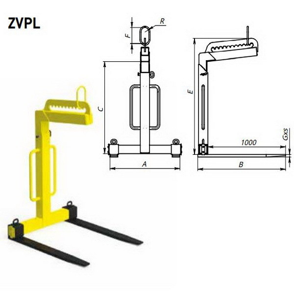 Захват вилочный для грузов на паллетах ZVPL 1,0, г/п 1000 кг, РОМЕК - фото 2 - id-p218185210
