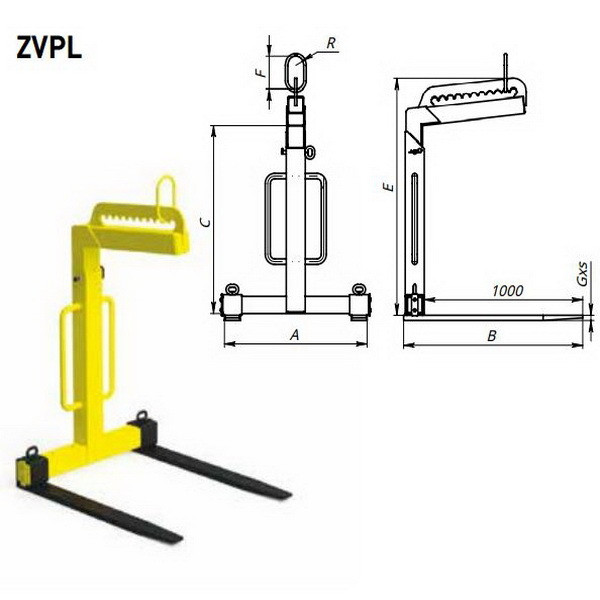Захват вилочный для грузов на паллетах ZVPL 1,5, г/п 1500 кг, РОМЕК - фото 2 - id-p218185211