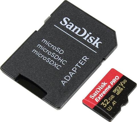 Карта памяти SanDisk Extreme Pro SDSQXCG-032G-GN6MA microSDHC Memory Card 32Gb UHS-I U3 + microSD-- SD Adapter, фото 2