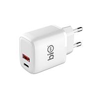 Bion Сетевое Зарядное Устройство, USB-A + USB-C, PowerDelivery, 18 Вт, белый [BXP-ADP-PD-AC-18W]