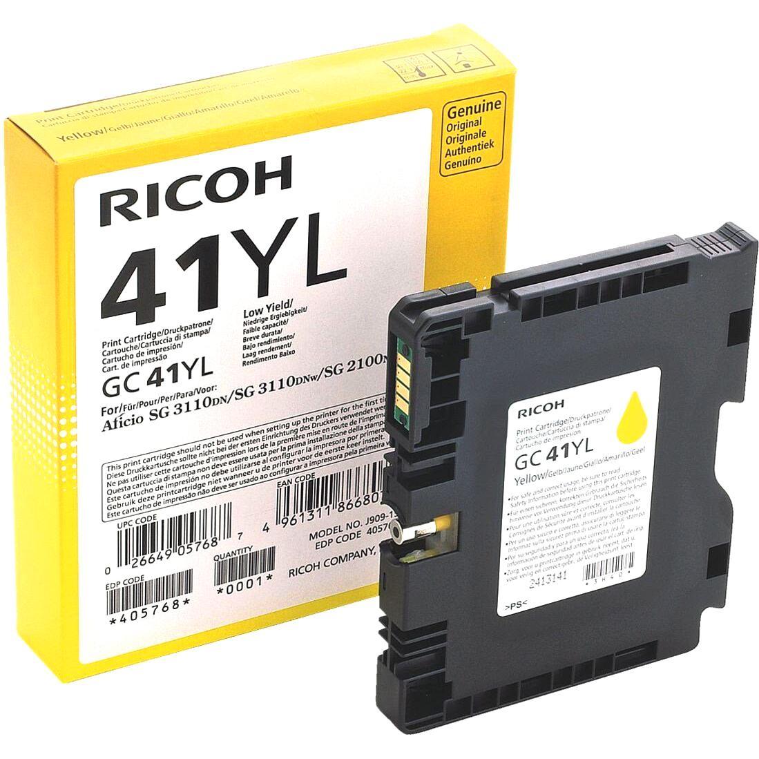 GC 41YL Картридж для гелевого принтера Жёлтый Ricoh. GC 41YL Print Cartridge Yellow - фото 1 - id-p218188746