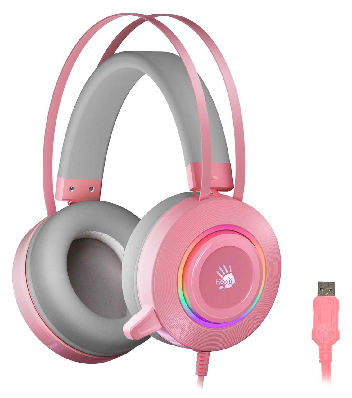 Наушники с микрофоном A4 Bloody G521 розовый 2.3м мониторные USB (G521 ( PINK )) 1379891 - фото 1 - id-p217631218