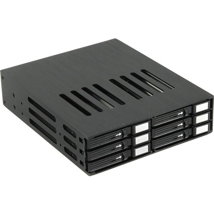 Procase L2-106-SATA3-BK {Корзина L2-106SATA3 6 SATA3/SAS, черный, с замком, hotswap mobie rack module for 2,5" - фото 1 - id-p218190741