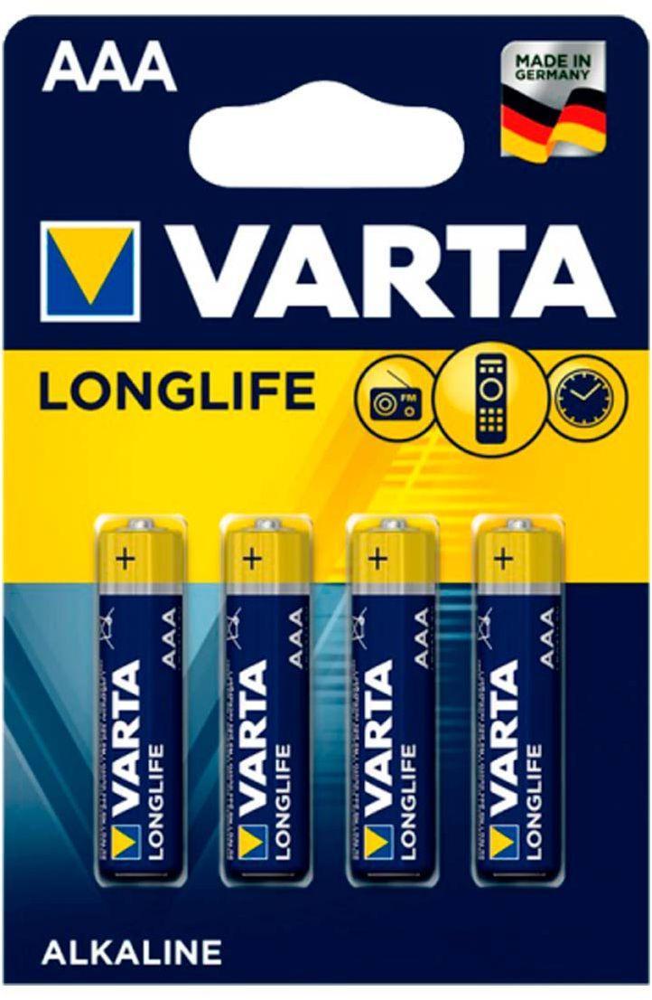 Батарейка Varta LONGLIFE LR03/4BL AAA BL4 Alkaline 1.5V (4103) (4/40/200) VARTA 04103113414 - фото 1 - id-p212734323