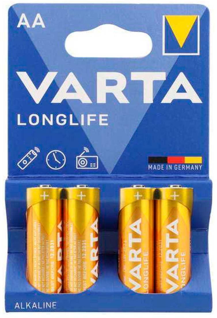 Батарейка Varta LONGLIFE LR6 AA BL4 Alkaline 1.5V (4106) (4/80/400) VARTA 04106101414 - фото 1 - id-p212734330