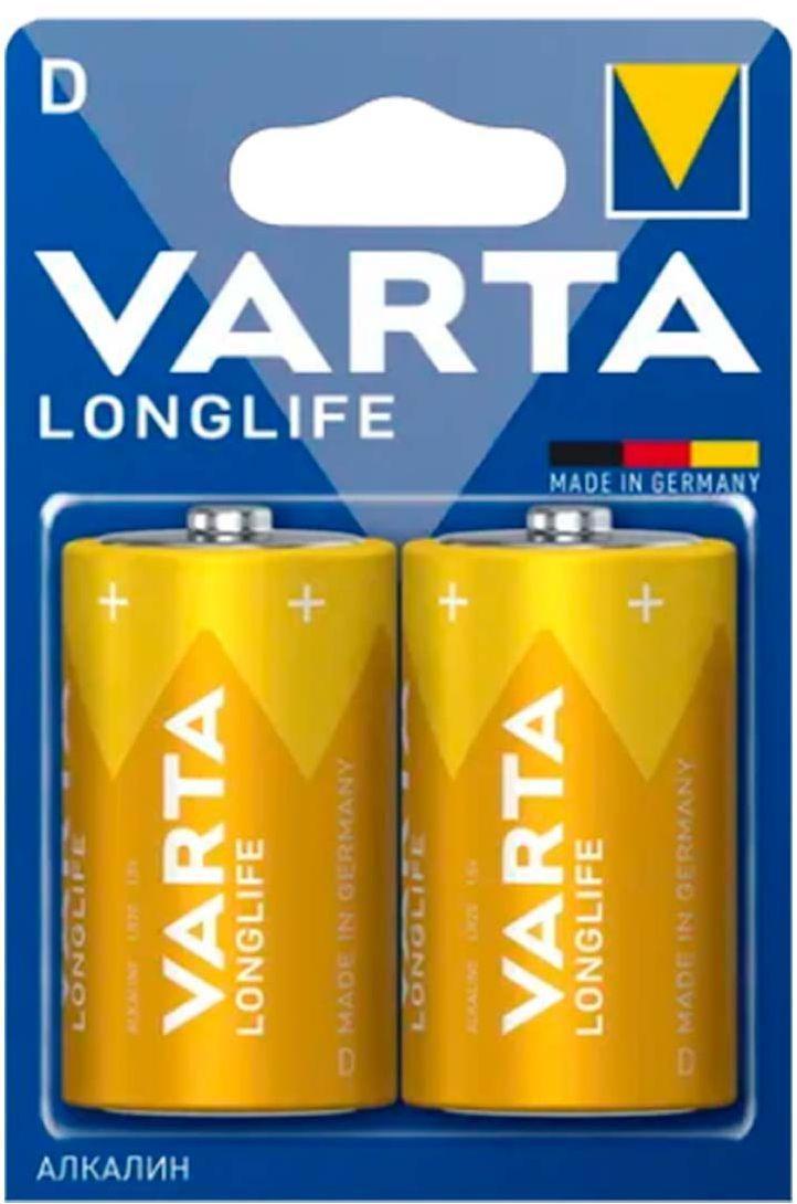 Батарейка Varta LONGLIFE LR20 D BL2 Alkaline 1.5V (4120) (2/20/100) VARTA 04120101412 - фото 1 - id-p212734332