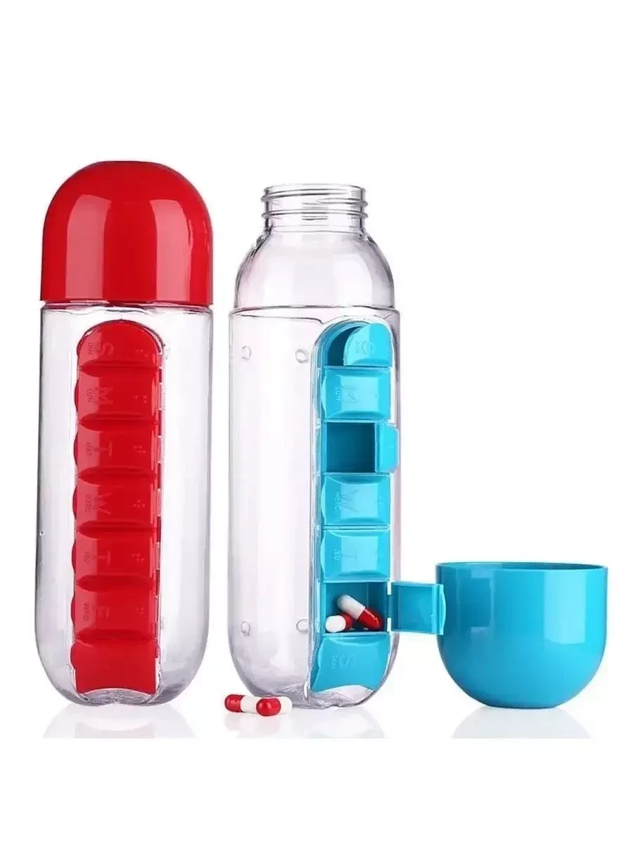 Бутылка для воды со съемной таблетницей - фото 2 - id-p218192368
