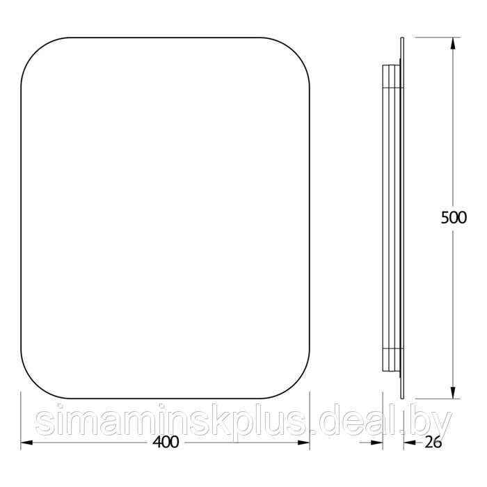 Зеркало с LED-подсветкой 15 Вт, 40x50 см, без выключателя, нейтральный белый свет - фото 2 - id-p218194630