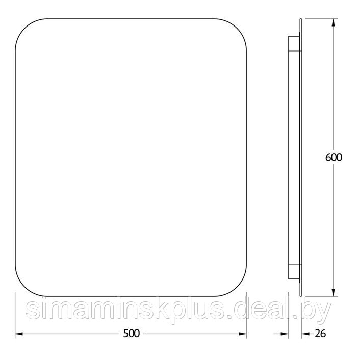 Зеркало с LED-подсветкой 19 Вт, 50x60 см, без выключателя, тёплый белый свет - фото 2 - id-p218194641