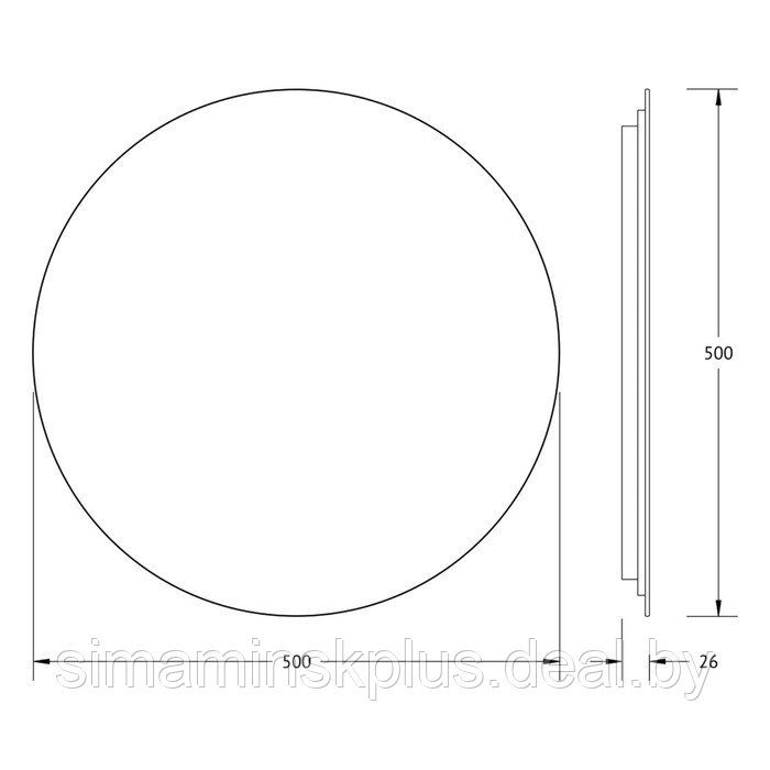 Зеркало с LED-подсветкой 12 Вт, d 50 см, без выключателя, нейтральный белый свет - фото 2 - id-p218194643