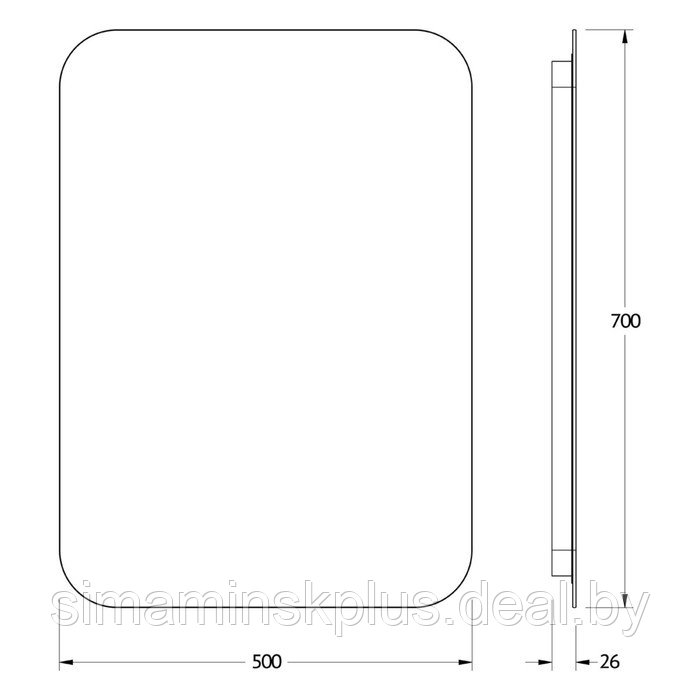 Зеркало с LED-подсветкой 21 Вт, 50x70 см, без выключателя, нейтральный белый свет - фото 2 - id-p218194645