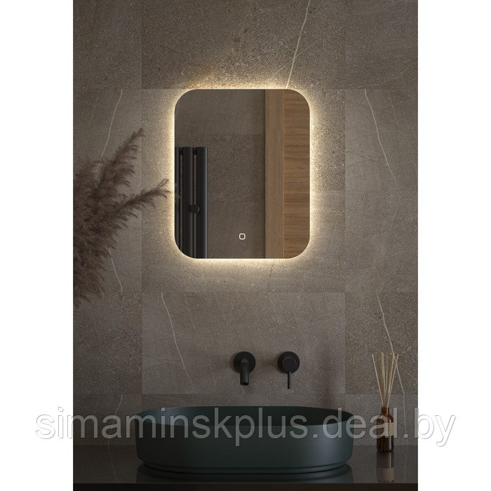 Зеркало с LED-подсветкой 15 Вт, 40x50 см, сенсорный выключатель, нейтральный белый свет - фото 3 - id-p218194647