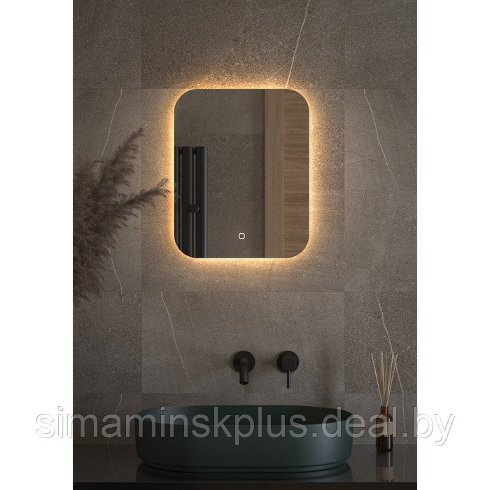 Зеркало с LED-подсветкой 15 Вт, 40x50 см, сенсорный выключатель, тёплый белый свет - фото 3 - id-p218194648