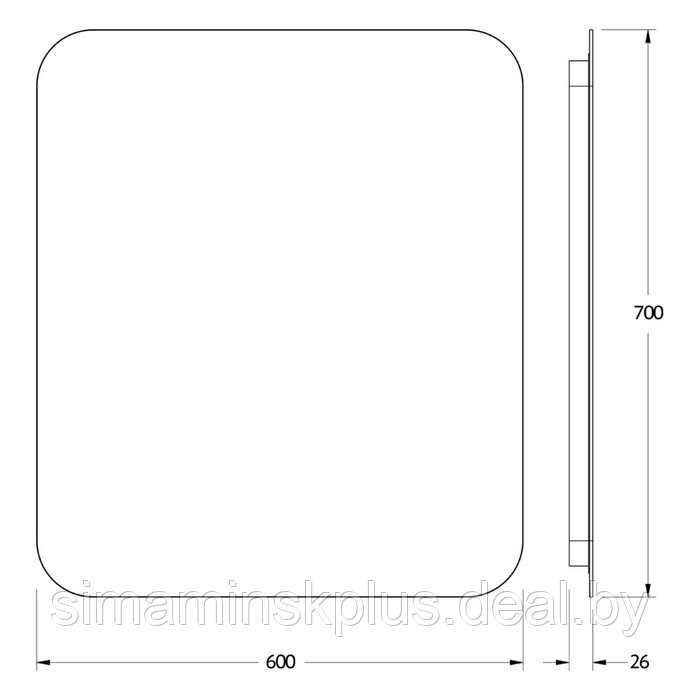 Зеркало с LED-подсветкой 23 Вт, 60x70 см, без выключателя, тёплый белый свет - фото 2 - id-p218194661