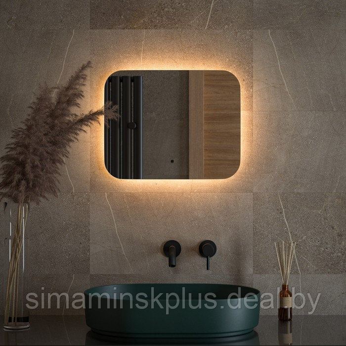 Зеркало с LED-подсветкой 15 Вт, 50x40 см, ИК - выключатель, тёплый белый свет - фото 3 - id-p218194673