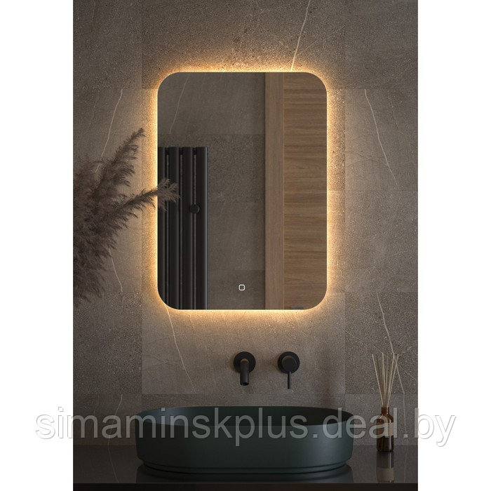 Зеркало с LED-подсветкой 21 Вт, 50x70 см, сенсорный выключатель, тёплый белый свет - фото 3 - id-p218194679