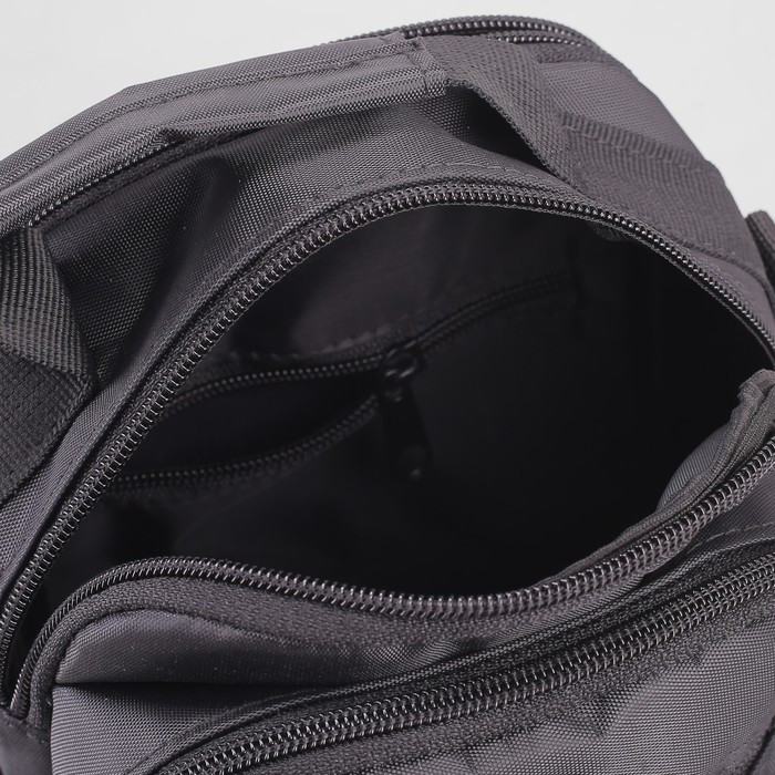 Сумка деловая на молнии, 2 наружных кармана, длинный ремень, цвет чёрный - фото 5 - id-p218196198