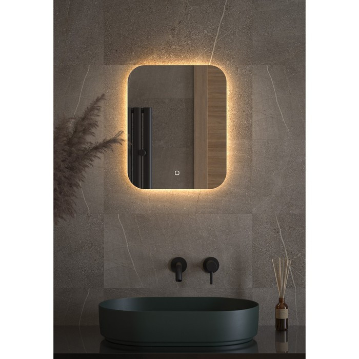 Зеркало с LED-подсветкой 15 Вт, 40x50 см, сенсорный выключатель, тёплый белый свет - фото 3 - id-p218202223