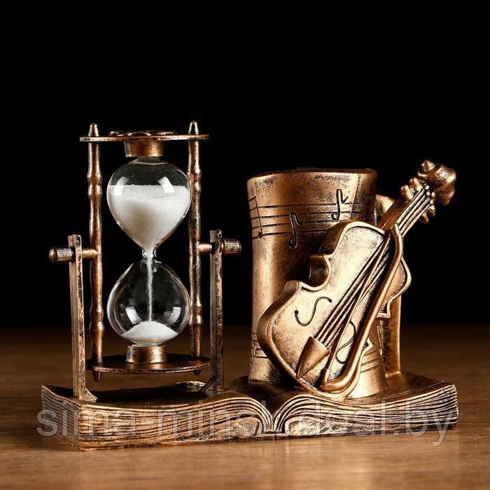 Песочные часы "Скрипка", сувенирные, с карандашницей, 17 х 8 х 13 см - фото 1 - id-p218204821