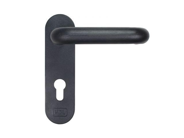 Ручка дверная MCL РН-7201П (КВ-125мм) черные с пружиной для технических дверей (УЗК) - фото 1 - id-p218205080