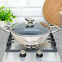 Сотейник мраморное антипригарное покрытие 1,96 л Antique grey WR-6014