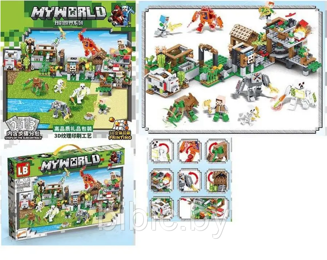 Детский конструктор Minecraft Атака на деревню Майнкрафт LB1115 серия my world аналог лего lego 821 деталь - фото 2 - id-p218219221