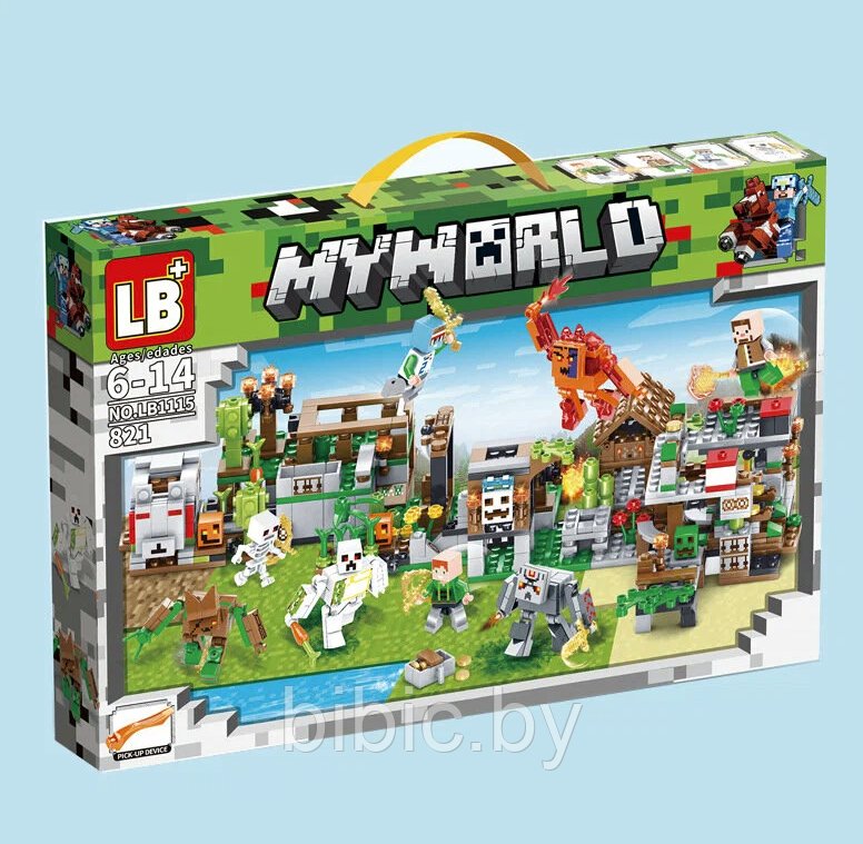 Детский конструктор Minecraft Атака на деревню Майнкрафт LB1115 серия my world аналог лего lego 821 деталь - фото 4 - id-p218219221
