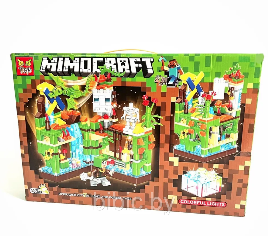 Детский конструктор Minecraft Зеленая крепость Майнкрафт GT-112 серия my world аналог лего lego LED подсветка - фото 3 - id-p218221761