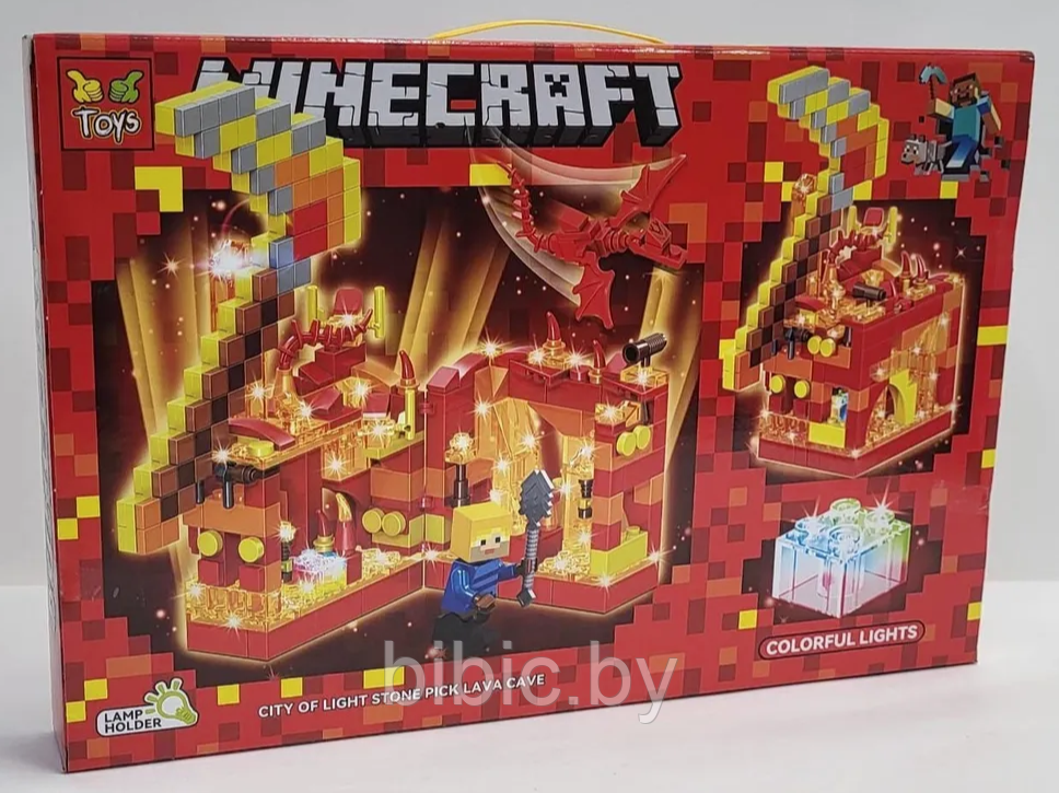 Детский конструктор Minecraft Огненная крепость Майнкрафт GT-111 серия my world аналог лего lego LED подсветка - фото 4 - id-p218221868