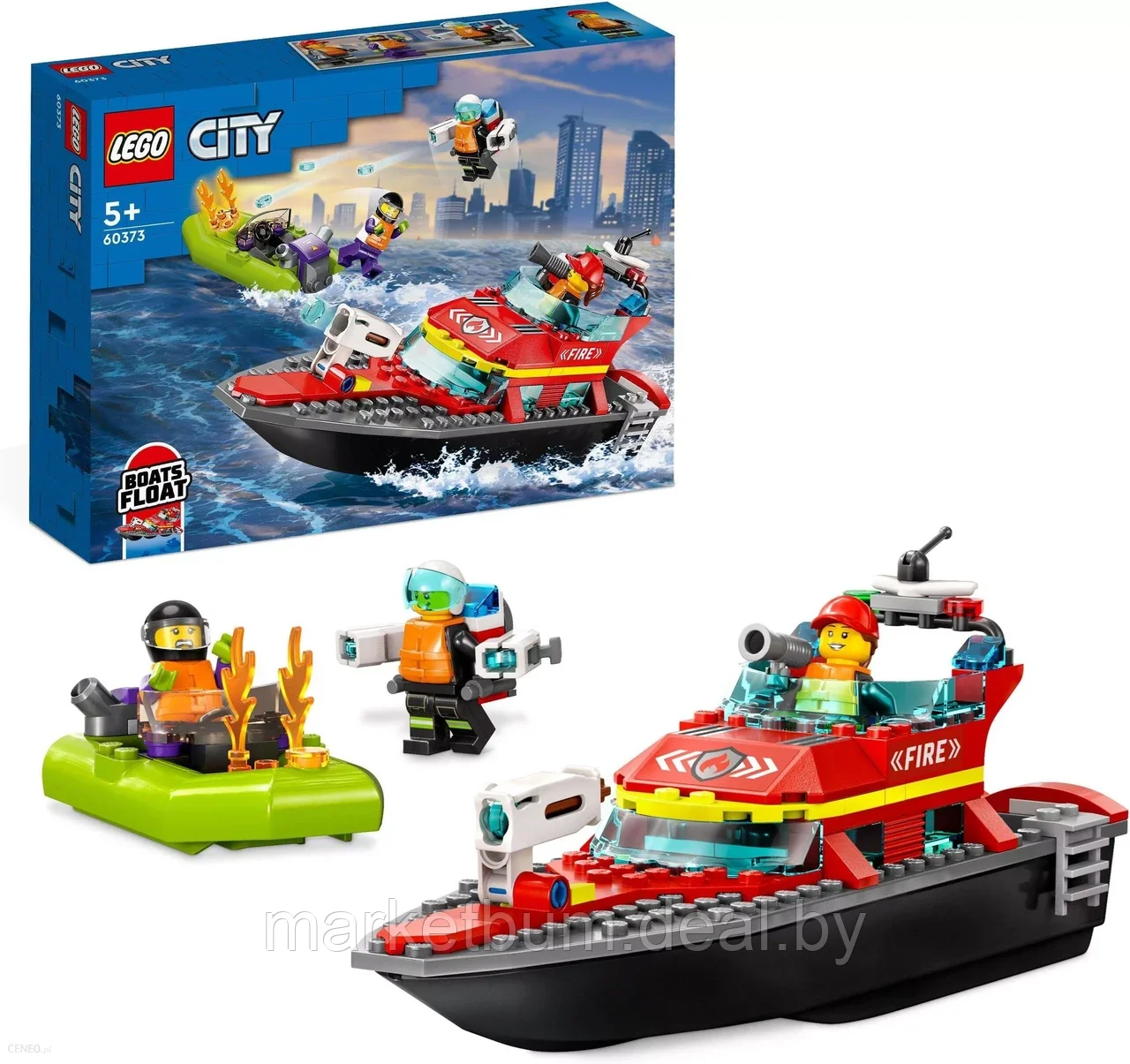 Конструктор LEGO City 60373, Пожарная лодка - фото 1 - id-p215540262