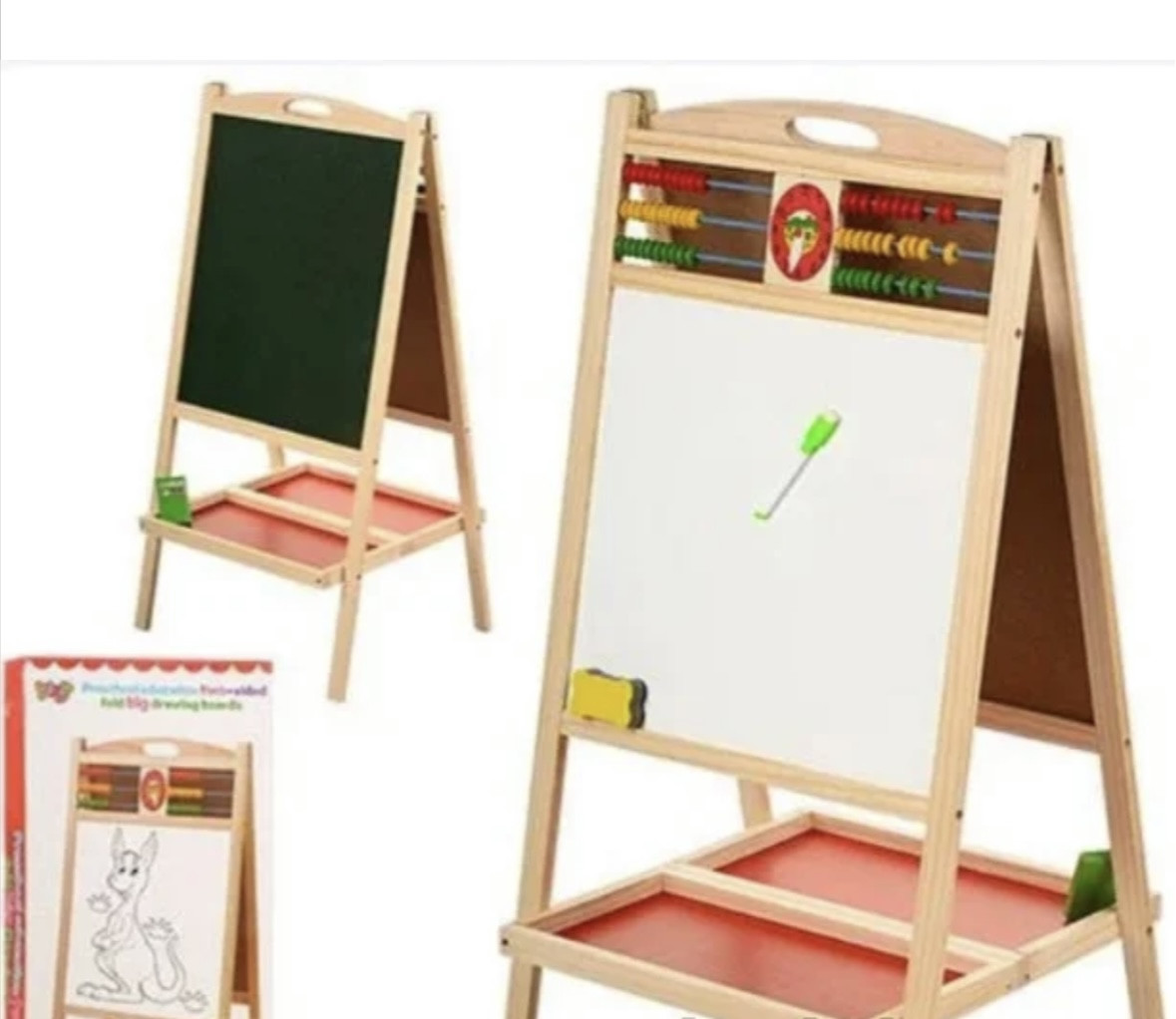 Доска мольберт высота 90 см, деревянная двухсторонняя со счетами для рисования детей Код: 9060 - фото 2 - id-p218223782