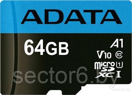 Карта памяти A-Data Premier AUSDX64GUICL10A1-RA1 microSDXC 64GB (с адаптером), фото 2