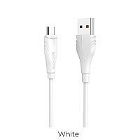 Кабель USB/microUSB, 2.4А, 1м. (белый), Borofone BX18