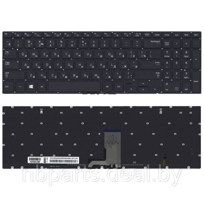 Клавиатура для ноутбука Samsung NP670Z5E-X01, чёрная, с подсветкой, RU - фото 1 - id-p111769009