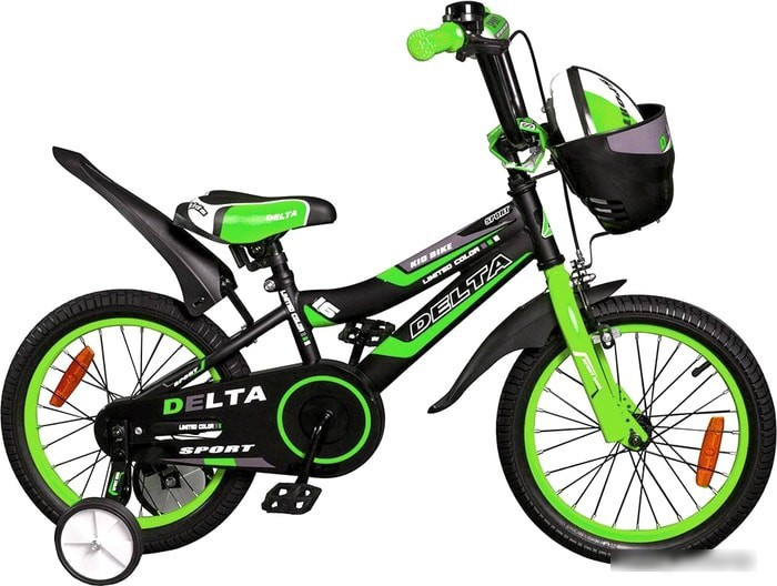 Детский велосипед Delta Sport 16 (черный/зеленый, 2019) - фото 1 - id-p210512541