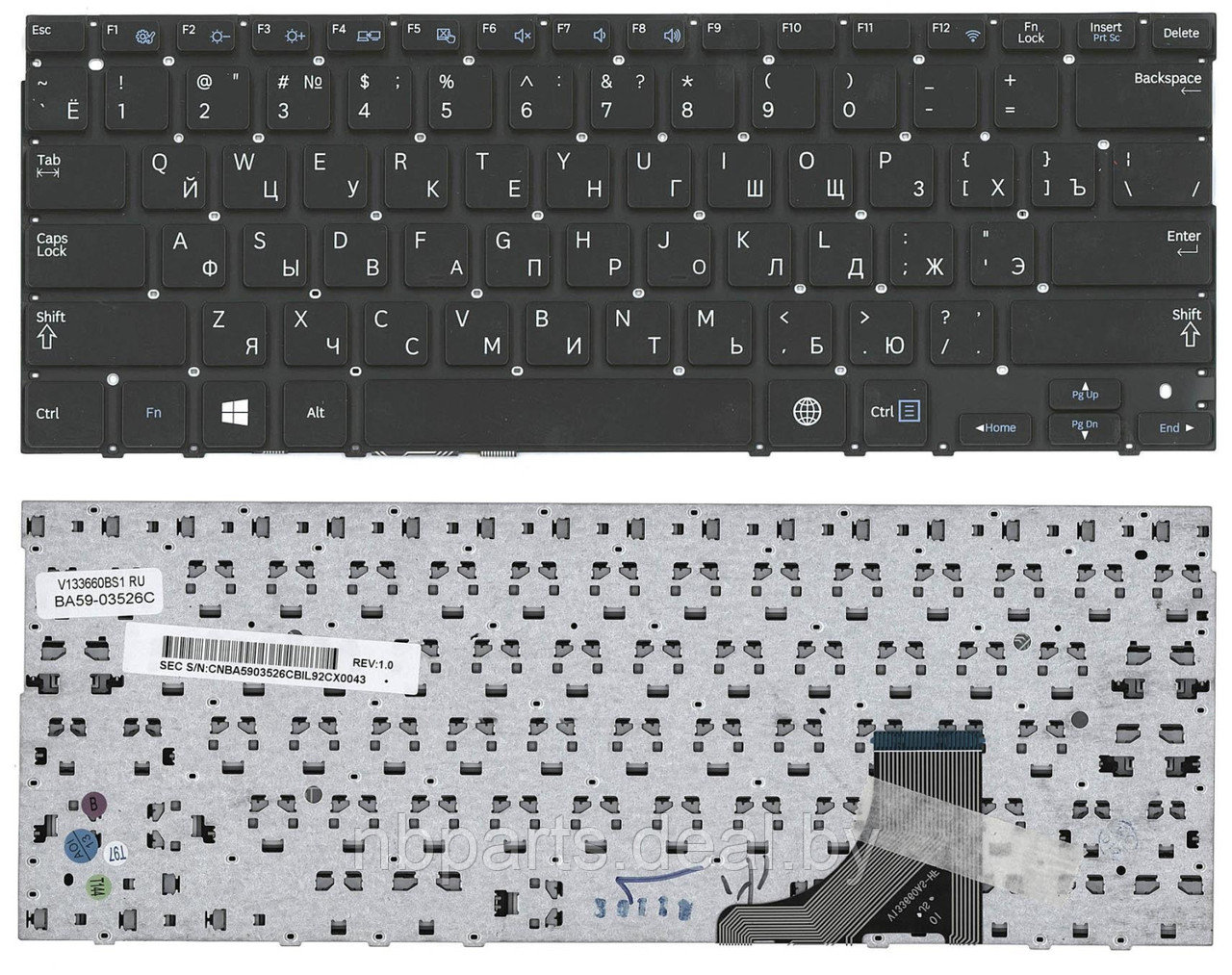 Клавиатура для ноутбука Samsung NP535U3C, чёрная, RU - фото 1 - id-p111777941