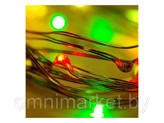 Гирлянда  2 м, 20 LED, цвет свечения мультиколор, тонкий батарейный блок NEON-NIGHT (Применяется для